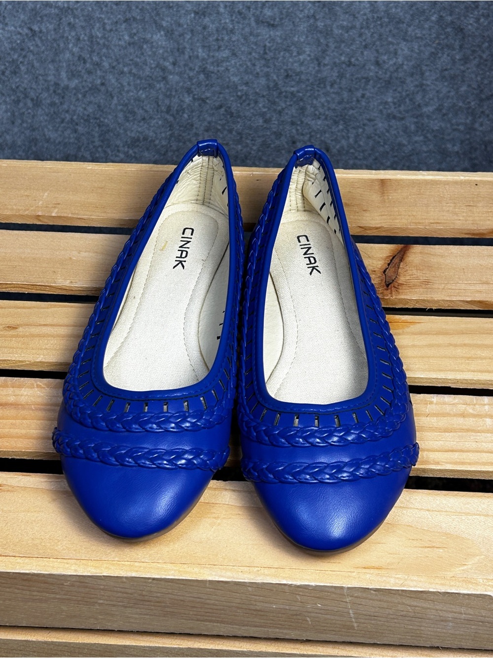 Cinak Women’s 8 Royal Blue Braided Band Comfort Ballet Flats Business Casual EUC
